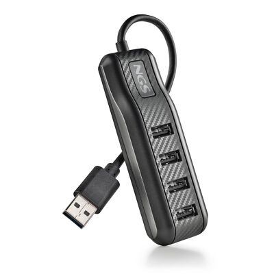 NGS PORT 2.0: four-port USB hub. supports data transfer rate at 480 Mbps. ““Plug & Play”. Anthracite colour.