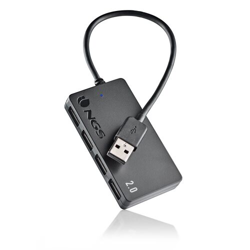 NGS IHUB4 TINY: 4-Port USB 2.0 Data Hub. Data transfer rate at 1.5/12/480Mbps. Plug & Play.