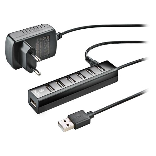 NGS IHUB7 TINY: USB 2.0 HUB 7 PORTS WITH POWER ADAPTER. UNIVERSAL COMPATIBILITY. FAST DATA TRANSFER. PLUG AND PLAY