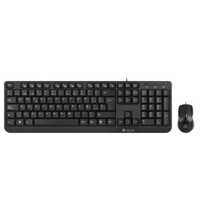 NGS COCOA KIT: wired keyboard and mouse combo with 12 multimedia keys. Plug&Play. Black