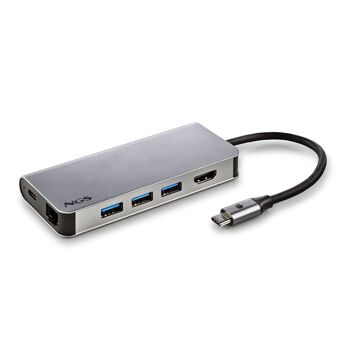 NGS WONDER DOCK 8 : Adaptateur multiport Hub USB C 8 en 1 avec WIN/MAC-HDMI-SD/TF-LAN - PD 60W CHARGE - 3XUSB3.0. ALUMINIUM. Branchez & jouez 3