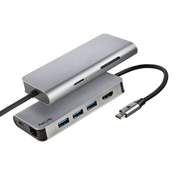 NGS WONDER DOCK 8 : Adaptateur multiport Hub USB C 8 en 1 avec WIN/MAC-HDMI-SD/TF-LAN - PD 60W CHARGE - 3XUSB3.0. ALUMINIUM. Branchez & jouez 7