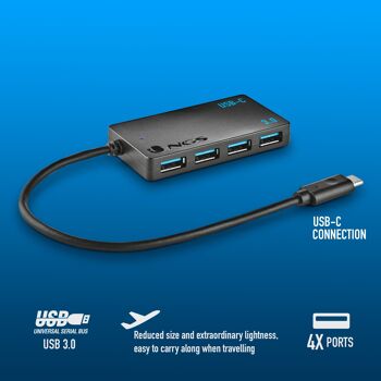 NGS WONDER IHUB4 : HUB USB-C avec 4 USB 3.0 PORT. Compatible avec : USB 1.0, USB1.1, USB2.0 et USB 3.0. Capacité de transfert de fichiers volumineux. 2