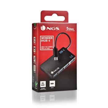 NGS WONDER IHUB4 : HUB USB-C avec 4 USB 3.0 PORT. Compatible avec : USB 1.0, USB1.1, USB2.0 et USB 3.0. Capacité de transfert de fichiers volumineux. 9