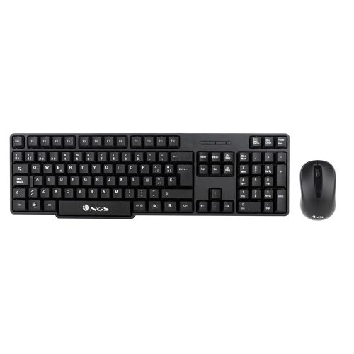 NGS Euphoria Kit: WIRELESS KEYBOARD + MOUSE SET. PLUG AND PLAY. 1200 DPI, SILENT CLICK. Ambidextrous. BLACK COLOUR