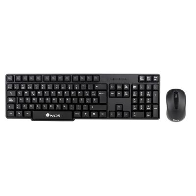 NGS Euphoria Kit: WIRELESS KEYBOARD + MOUSE SET. PLUG AND PLAY. 1200 DPI, SILENT CLICK. Ambidextrous. BLACK COLOR
