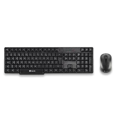 NGS Euphoria Kit FRENCH: WIRELESS KEYBOARD + MOUSE SET. PLUG AND PLAY. 1200 DPI, SILENT CLICK. Ambidextrous. BLACK.