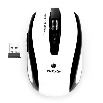 NGS WIRELESS MOUSE FLEA ADVANCED WHITEWIRELESS OPTICAL 800/1600 DPI 6 BUTTONS - NANO RECEIVER