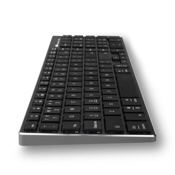 NGS FORTUNE-BT : clavier Bluetooth sans fil multi-appareils avec 12 touches multimédia (BT5.0 + BT5.0 + BT5.0). Clé ciseaux de type X. Aluminium. Rechargeable 3