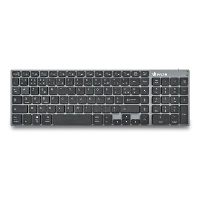 NGS FORTUNE-BT FRENCH: Drahtlose Bluetooth-Tastatur für mehrere Geräte, 12 Multimedia-Tasten (BT5.0 + BT5.0 + BT5.0).  X-Schere.  Aluminium.  Wiederaufladbar.