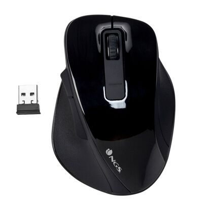 NGS WIRELESS MOUSE BOW BLACK5 BUTTONS OPTICAL WIRELESS MOUSE, ERGONOMIC, BIG SIZE