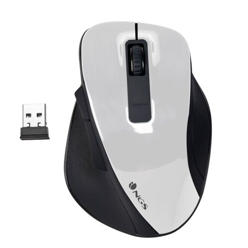 NGS WIRELESS MOUSE BOW WHITE5 BUTTONS OPTICAL WIRELESS MOUSE, ERGONOMIC, BIG SIZE