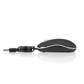 SOURIS FILAIRE NGS SANS NOIRE SOURIS D'ORDINATEUR PORTABLE AVEC CÂBLE RÉTRACTABLE, COULEUR NOIRE 2