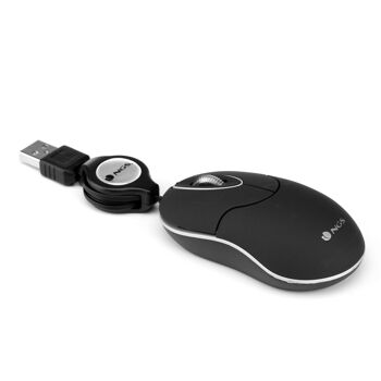 SOURIS FILAIRE NGS SANS NOIRE SOURIS D'ORDINATEUR PORTABLE AVEC CÂBLE RÉTRACTABLE, COULEUR NOIRE 3