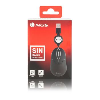 SOURIS FILAIRE NGS SANS NOIRE SOURIS D'ORDINATEUR PORTABLE AVEC CÂBLE RÉTRACTABLE, COULEUR NOIRE 7