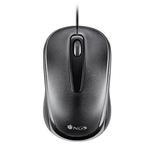 NGS EASY DELTA DESKTOP OPTICAL WIRED MOUSE 1200 DPI, SCROLL, REGULAR SIZE with USB connection. Colour: Black
