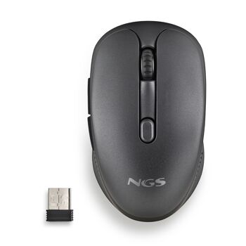 NGS EVO RUST BLACK : Souris sans fil rechargeable avec boutons silencieux. DPI : 800/1200/1600. Faites défiler +5 boutons. Droitier. Compact. Couleur noire. 7