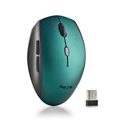 NGS BEE BLUE: Mouse ergonomico wireless con pulsanti silenziosi.   DPI: 800/1200/1600.   Destro. “"Collega e usa."   Colore blu.