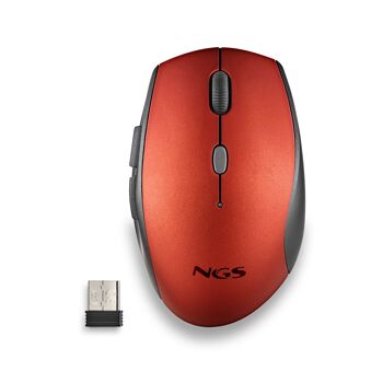 NGS BEE RED : Souris ergonomique sans fil avec boutons silencieux. DPI : 800/1200/1600. Droitier. “"Brancher et utiliser". Couleur rouge. 7