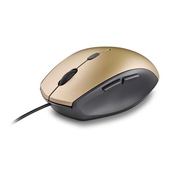 NGS MOTH GOLD : Souris filaire ergonomique avec boutons silencieux. Adaptateur USB vers Type-C. Droitier. DPI réglable : 800/1200/1600. Or. 3