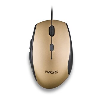 NGS MOTH GOLD : Souris filaire ergonomique avec boutons silencieux. Adaptateur USB vers Type-C. Droitier. DPI réglable : 800/1200/1600. Or. 5