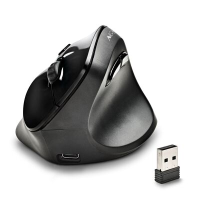 NGS EVO MOKSHA: ergonomic vertical mouse design. Silent buttons. Rechargeable. Adjustable DPI: 800/1200/1800/2400. Black.
