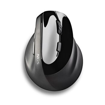NGS EVO MOKSHA : conception de souris verticale ergonomique. Boutons silencieux. Rechargeable. DPI réglable : 800/1200/1800/2400. Noir. 5