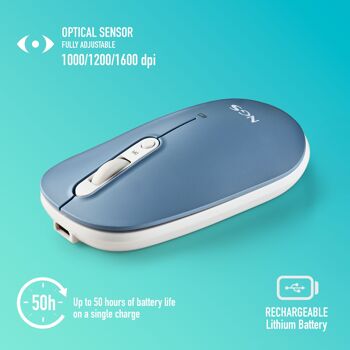 NGS SHELL RB : Souris sans fil rechargeable multimode et silencieuse. 3 housses interchangeables. DPI réglable : 1000/1200/1600. Rose/Bleu/Blanc 6