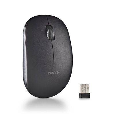 NGS FOG PRO BLACK: Wireless 1000 DPI optical mouse with USB connection. Silent buttons. Black color.