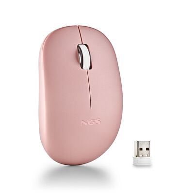 NGS FOG PRO PINK : Souris optique sans fil 1000 DPI avec connexion USB. Boutons silencieux. Couleur rose.