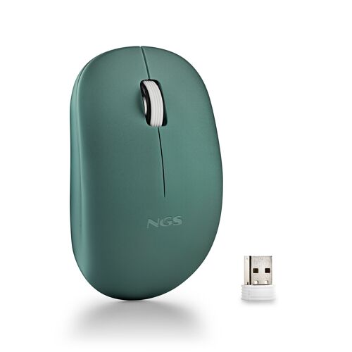 NGS FOG PRO GREEN: Wireless 1000 DPI optical mouse with USB connection. Silent buttons. Green color