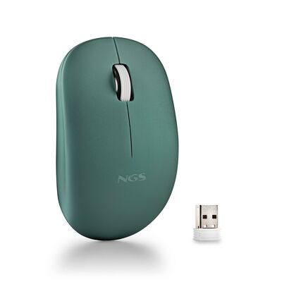 NGS FOG PRO GREEN : Souris optique sans fil 1000 DPI avec connexion USB. Boutons silencieux. Couleur verte