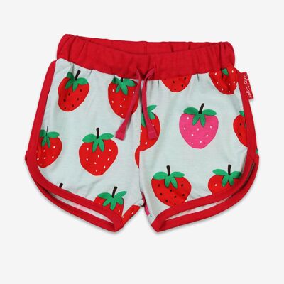 Pantalón corto de running orgánico con estampado de fresas.