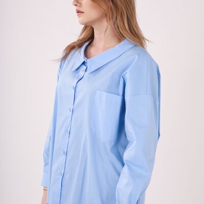 Camisa oversize lisa cuello barco - CHONA