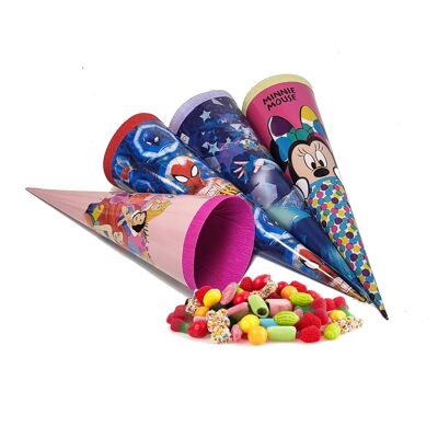 Various licensed candy cones/candy bags 35cm