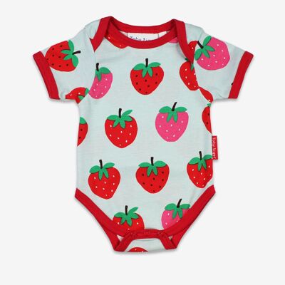Body bébé en coton biologique imprimé fraise
