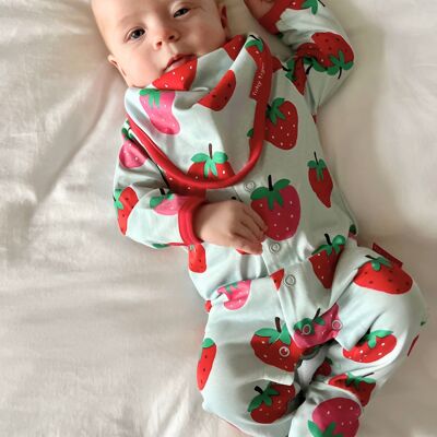 Set de regalo para bebé de algodón orgánico con estampado de fresas