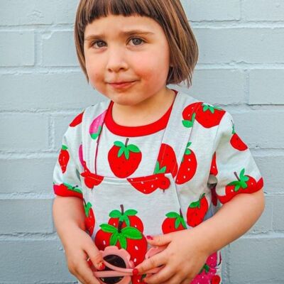 Pyjama court en coton biologique à imprimé fraise