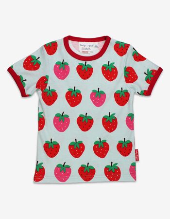 Pyjama court en coton biologique à imprimé fraise 3