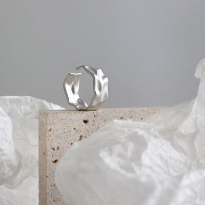 Wave n Sand - Bague audacieuse texturée en argent sterling