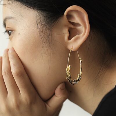 Modern Vintage Rock Texture Hoop Earrings