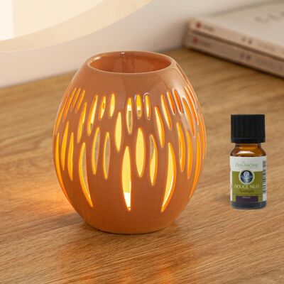 Céramy Series Perfume Burner – Ovali – Lacquered Ceramic Candle Holder – Diffusion of Scented Waxes, Essential Oils – Decorative Gift Idea