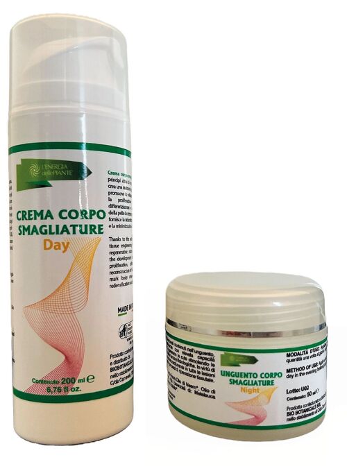 Kit Duo Crema Smagliature 200ml ed Unguento Smagliature 50ml - Elimina Smagliature Night and Day - Con Olio di Neem