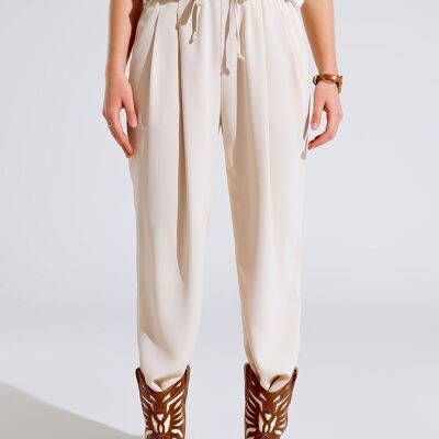 Pants In beige With Front Pockets And Drawstring Closing