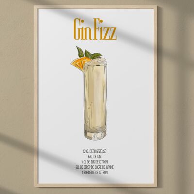 Affiche Cocktail Gin Fizz