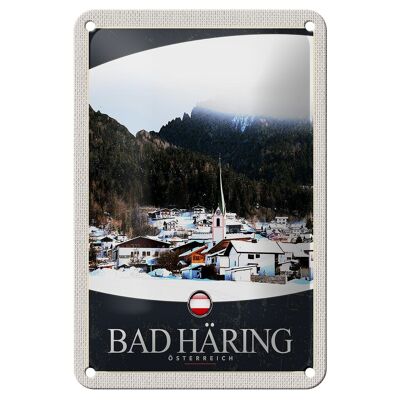 Cartel de chapa de viaje, 12x18cm, Bad Häring, Austria, nieve, invierno