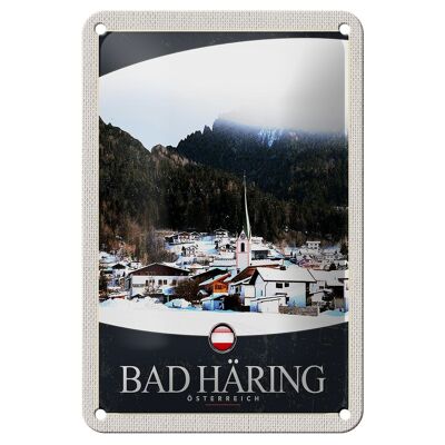 Blechschild Reise 12x18cm Bad Häring Österreich Schnee Winter Schild