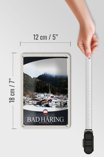 Panneau de voyage en étain, 12x18cm, Bad Häring, autriche, neige, hiver 5