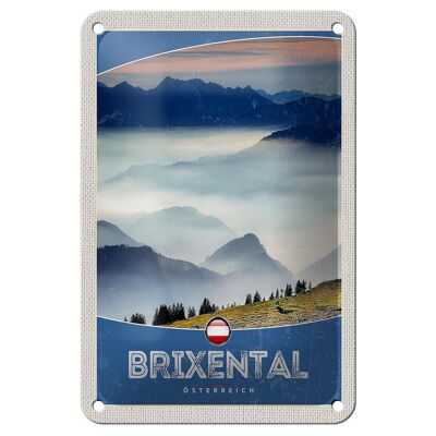 Cartel de chapa de viaje, 12x18cm, Brixental Austria, cartel de bosques del cielo
