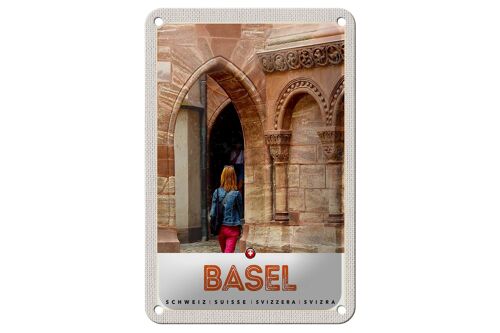 Blechschild Reise 12x18cm Basel Schweiz Urlaub Stadttour Ansicht Schild